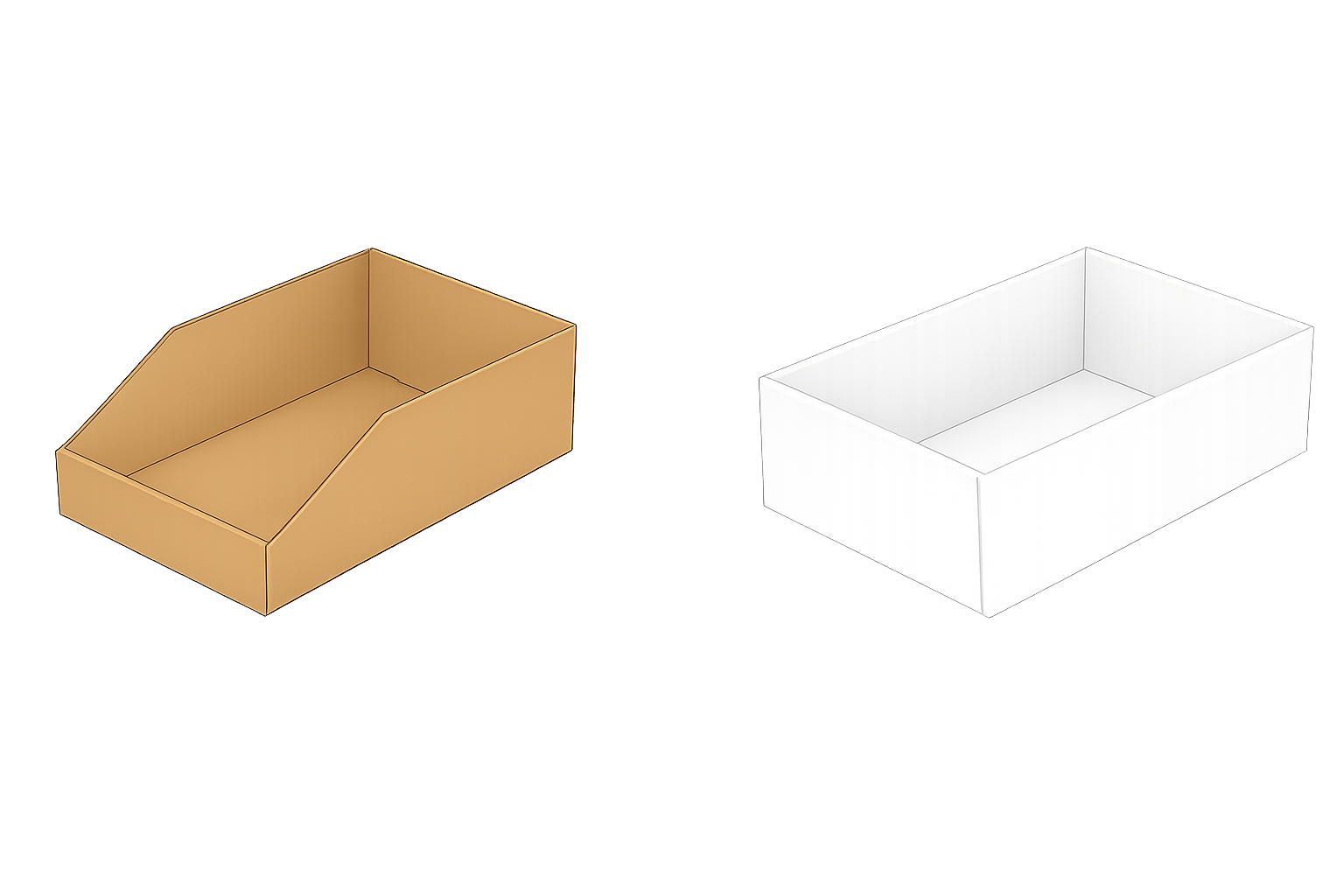 Neu in unserem Sortiment an Lagerbehältern und Kartons (Fefco 422 & 435)