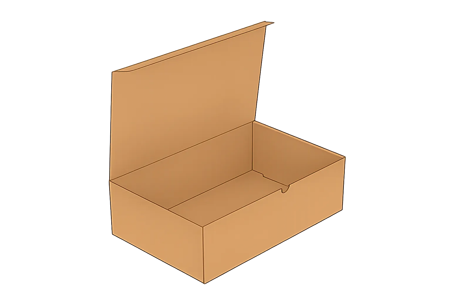 Ein Versandkarton (Fefco 421) ist eine Versandverpackung aus Karton, die speziell dafür entwickelt wurde, Produkte schnell und ordentlich zu verpacken. Dank des cleveren Steckverschlusses lässt sich der Karton einfach aufstellen und an der Oberseite ohne Klebeband verschließen. Das macht einen maßgeschneiderten Versandkarton ideal für Online-Shops, Fulfillment-Unternehmen und Organisationen, die täglich viele Pakete versenden.